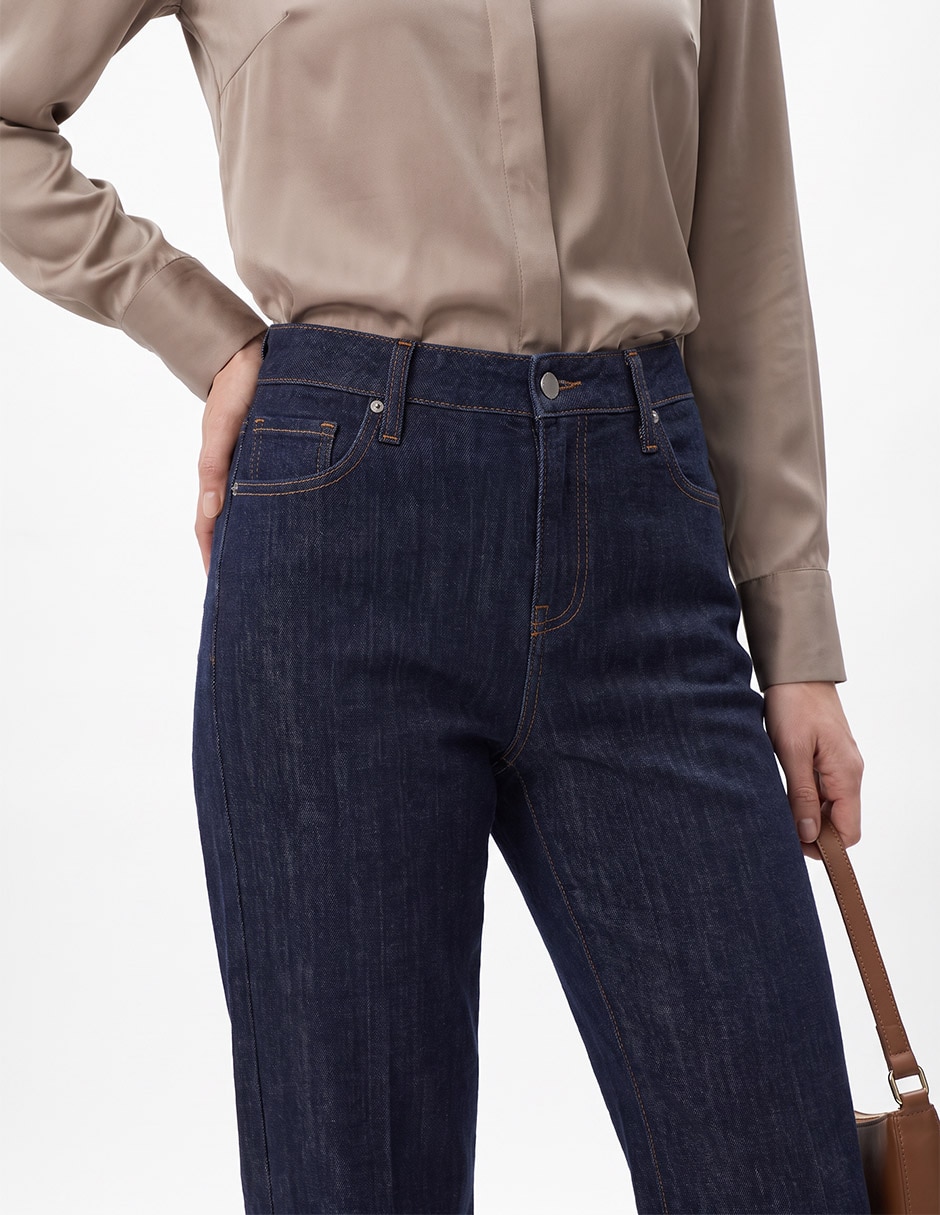Jeans regular corte cintura para mujer 2