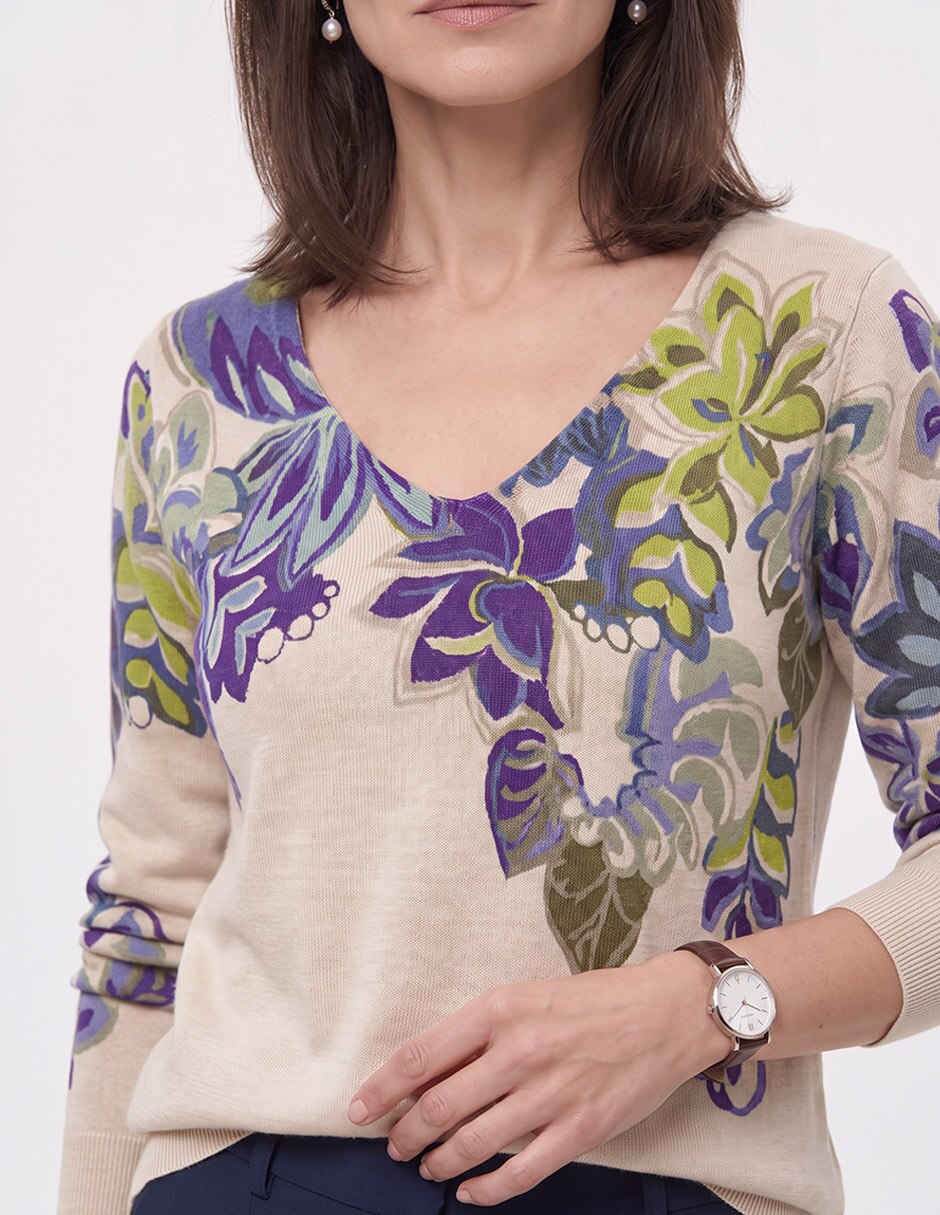 Suéter cuello V para mujer 2