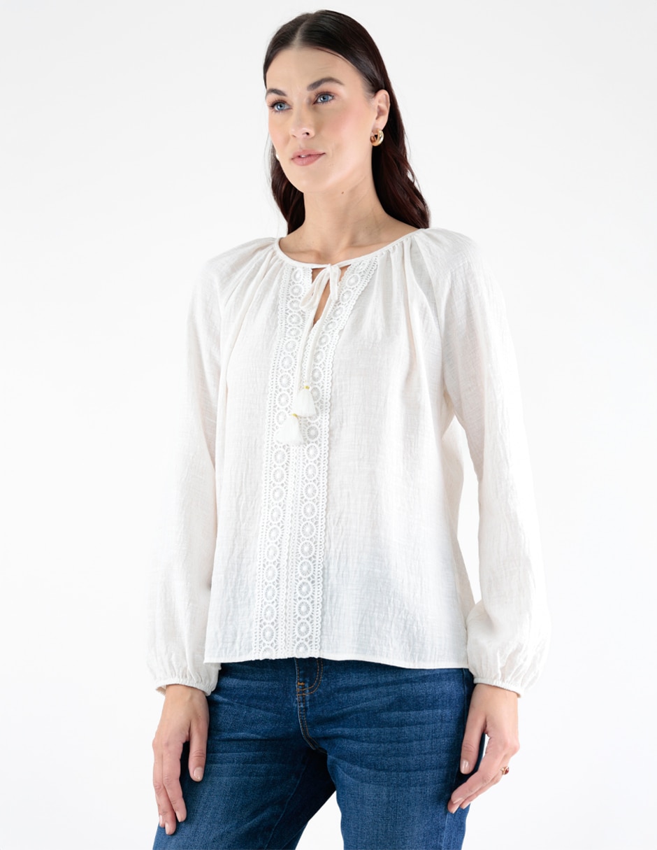 Blusa manga larga para mujer