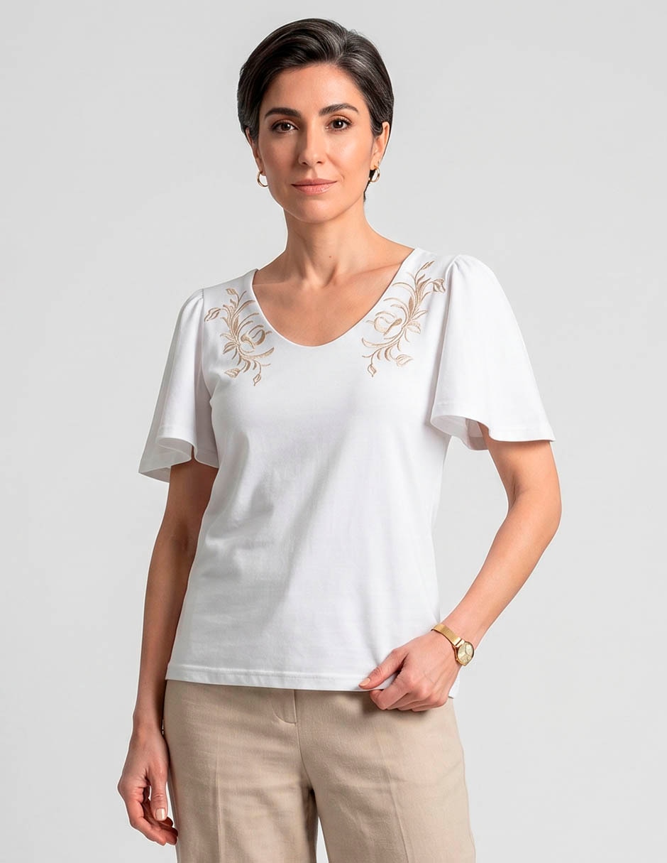 Playera manga corta loren's cuello redondo para mujer Playera manga corta loren's cuello redondo para mujer