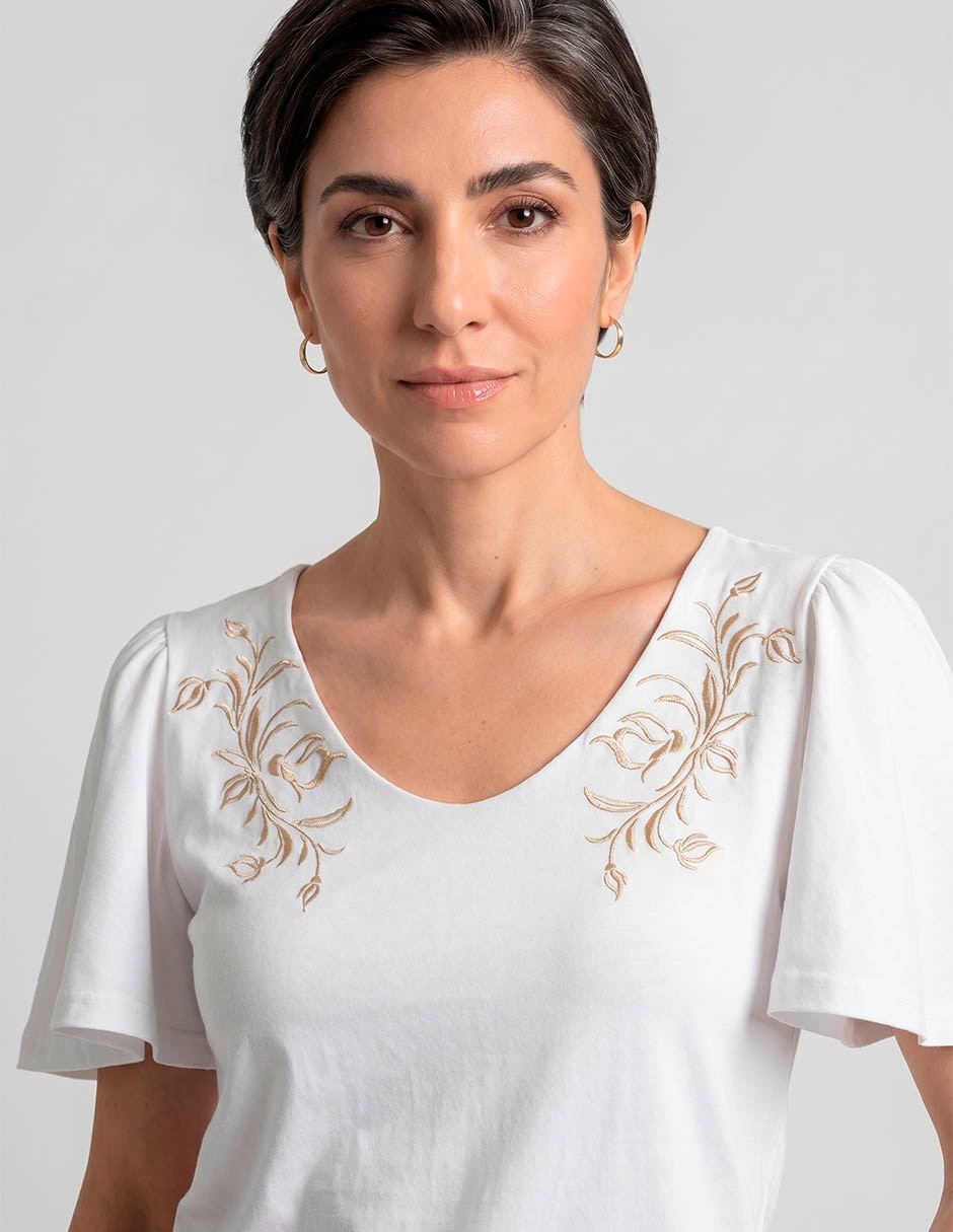 Playera manga corta loren's cuello redondo para mujer 3