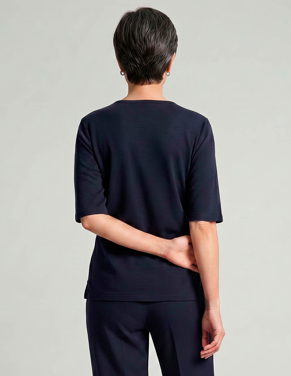 Playera manga al codo loren's cuello mao para mujer 2