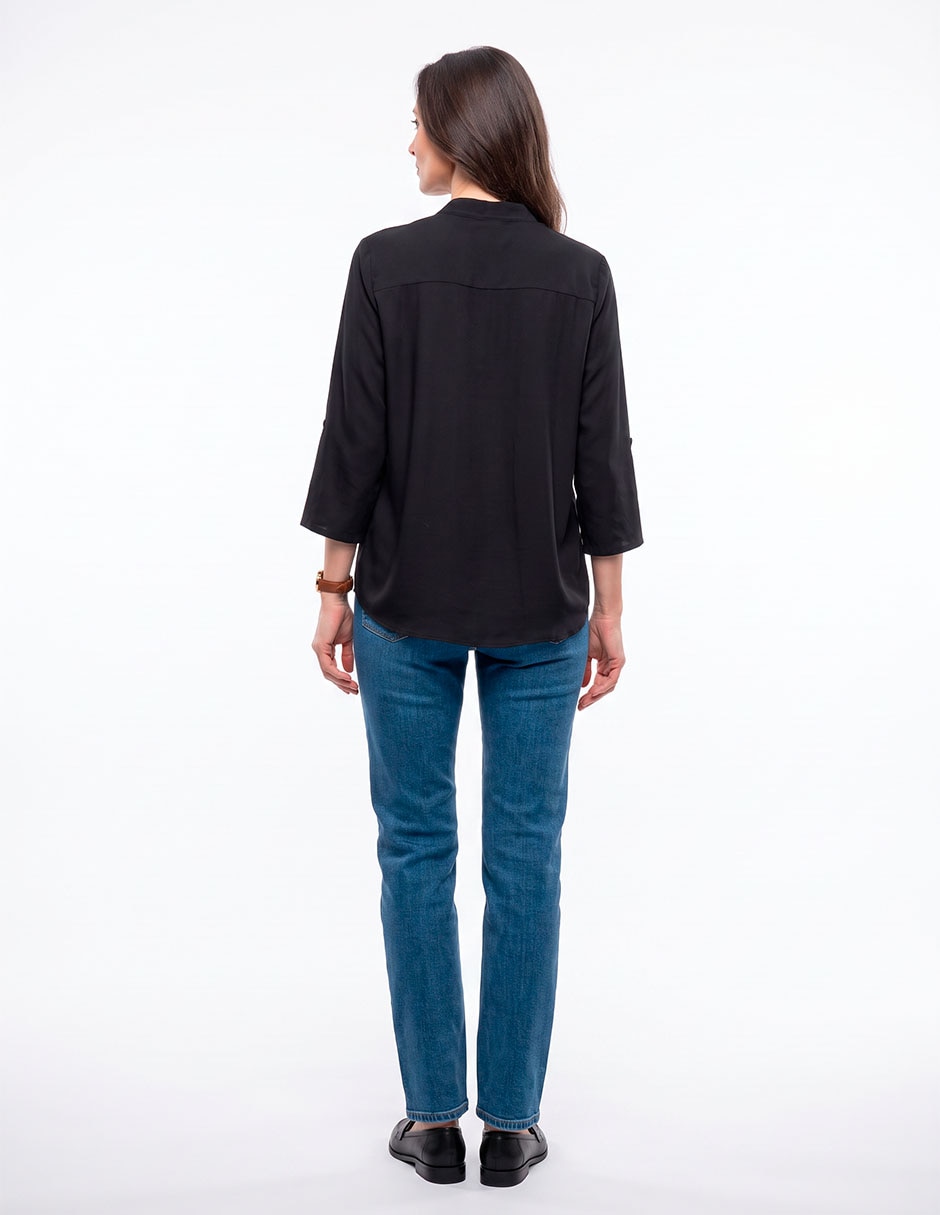 Blusa camisera manga 3/4 para mujer 4