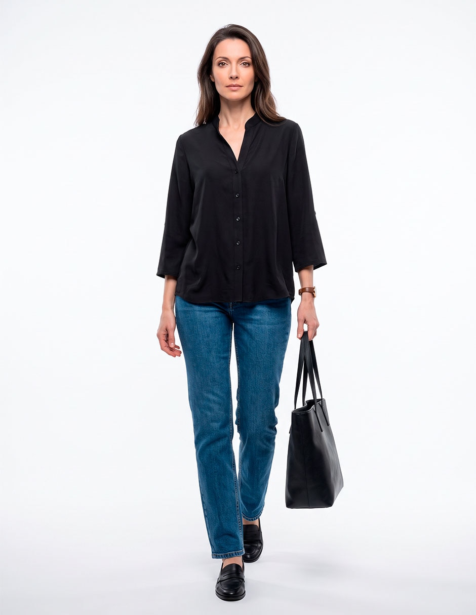 Blusa camisera manga 3/4 para mujer 3
