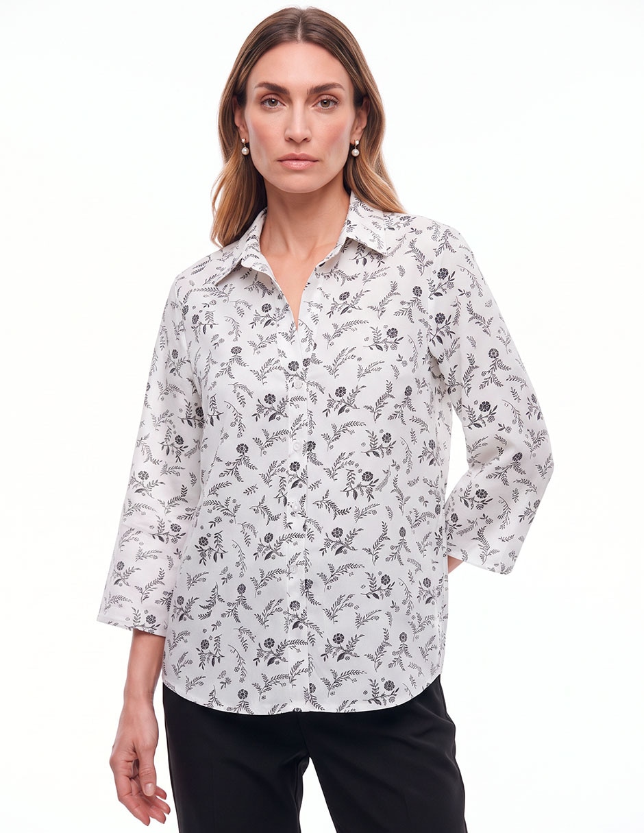 Blusa camisera manga 3/4 para mujer