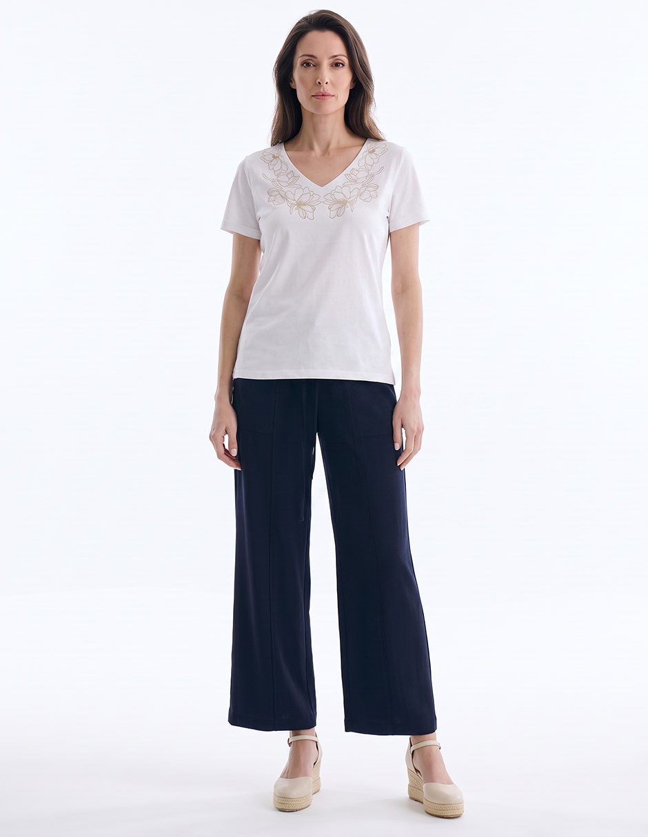 Playera manga corta cuello v para mujer 3