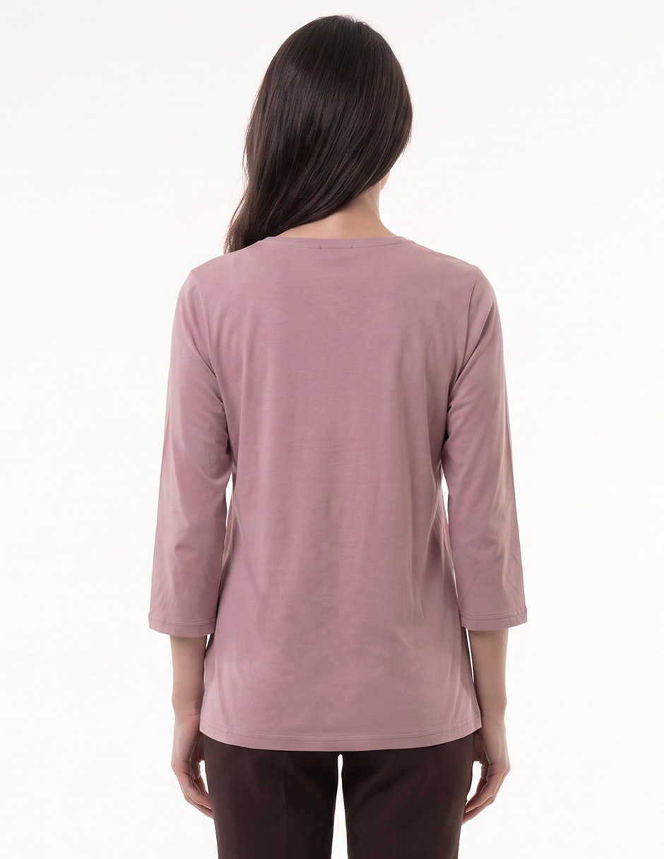 Playera manga 3/4 cuello v para mujer 4