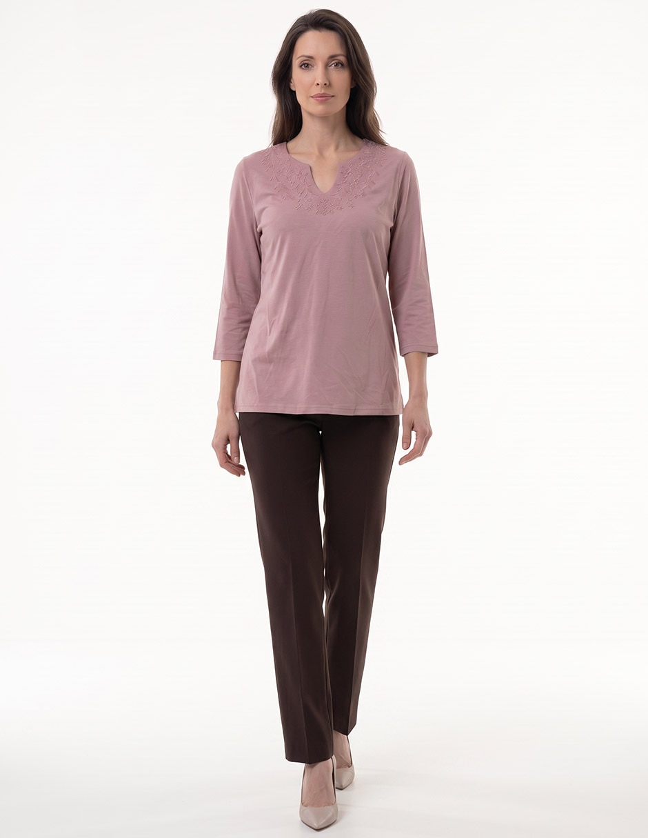 Playera manga 3/4 cuello v para mujer 3