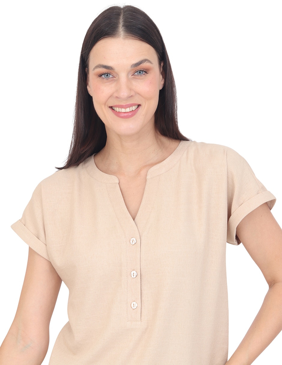 Blusa grupo niza manga corta para mujer 4