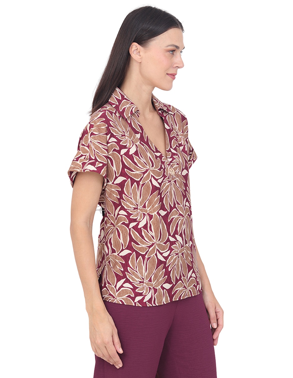 Blusa grupo niza manga corta para mujer 5