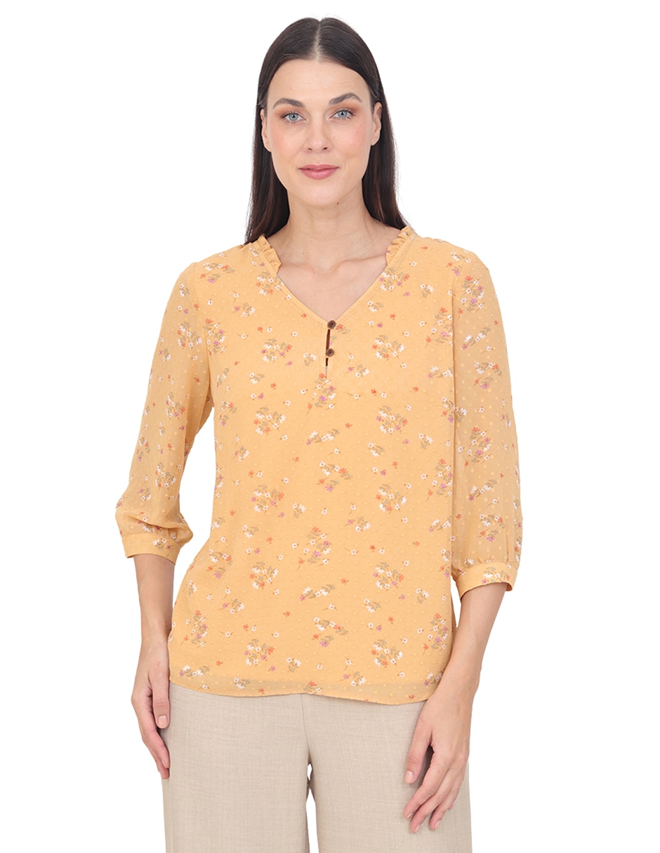 Blusa grupo damasco manga 3/4 para mujer Blusa grupo damasco manga 3/4 para mujer