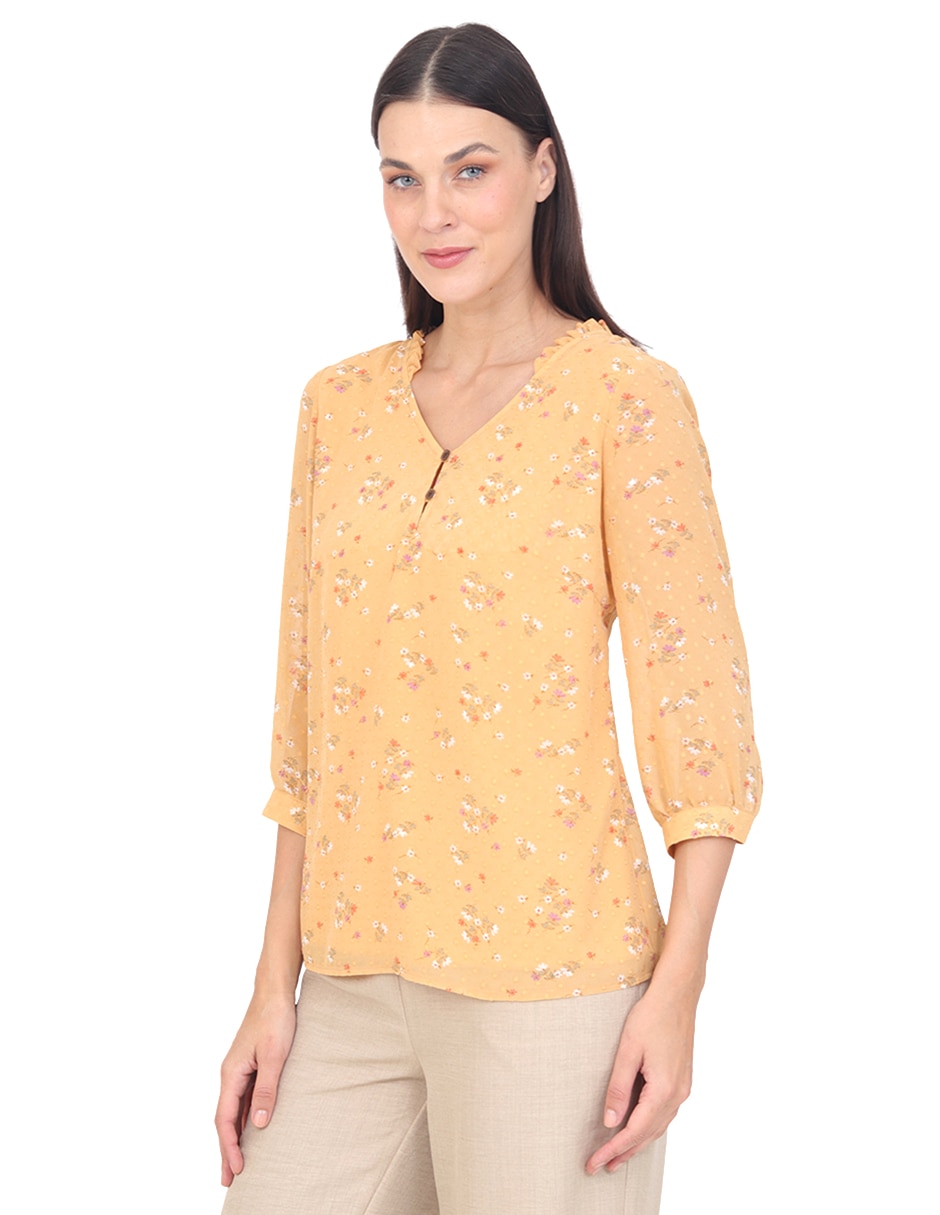Blusa grupo damasco manga 3/4 para mujer 5