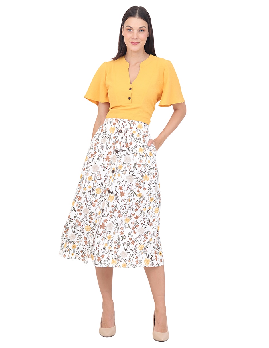 Falda pantalón midi a la cintura 5