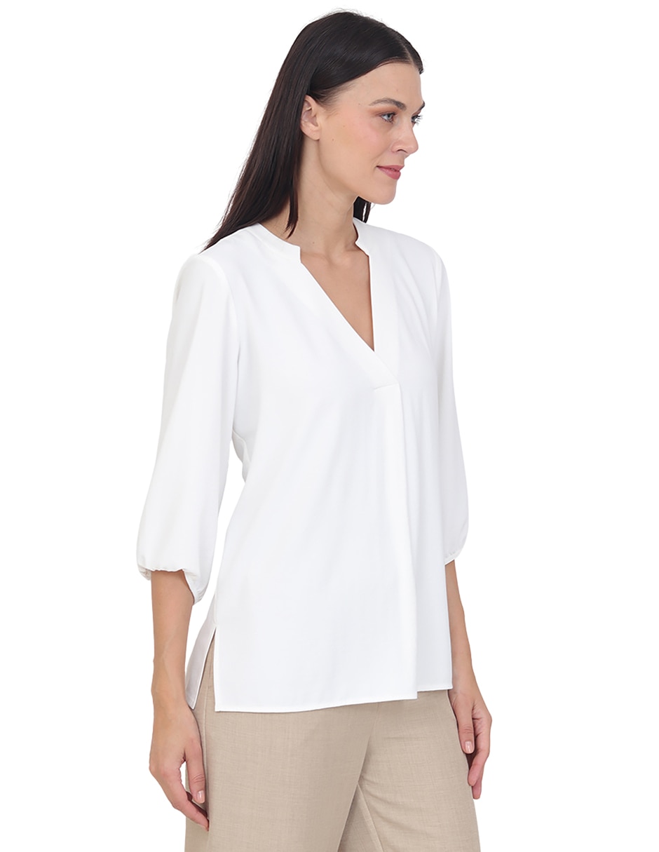 Blusa grupo damasco manga 3/4 para mujer 2