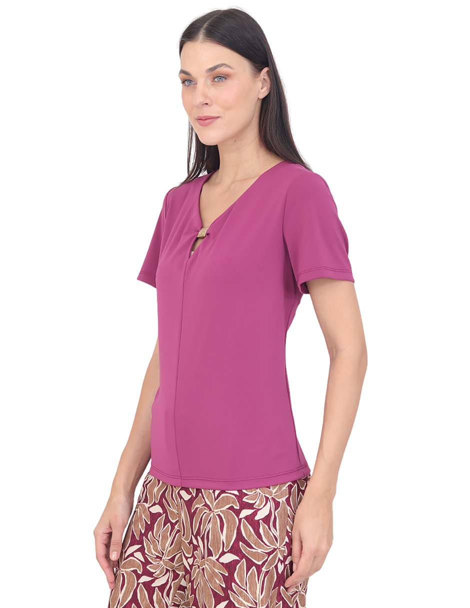 Blusa grupo niza manga corta para mujer 3