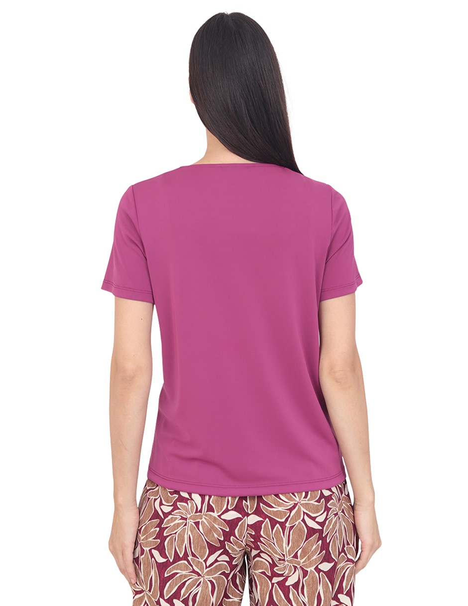 Blusa grupo niza manga corta para mujer 6