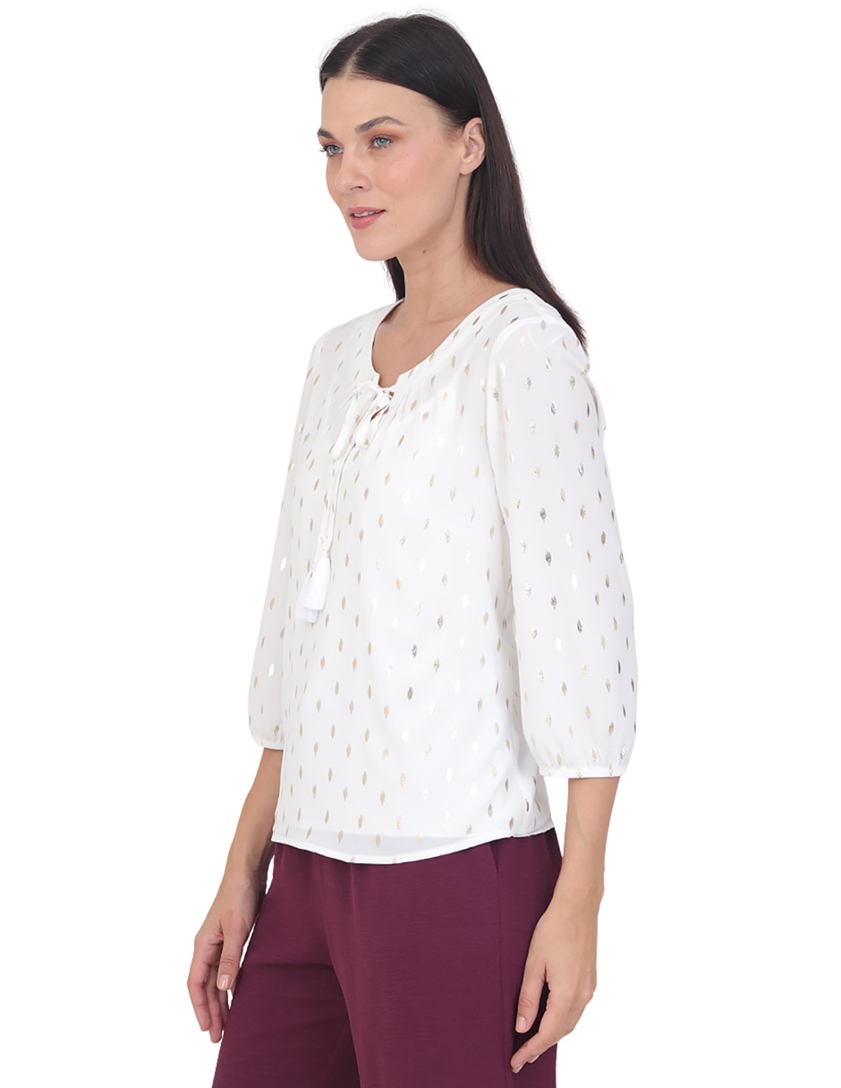 Blusa grupo niza manga 3/4 para mujer 3