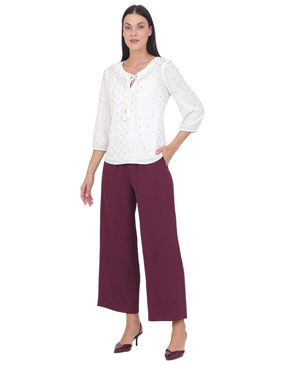 Blusa grupo niza manga 3/4 para mujer 4