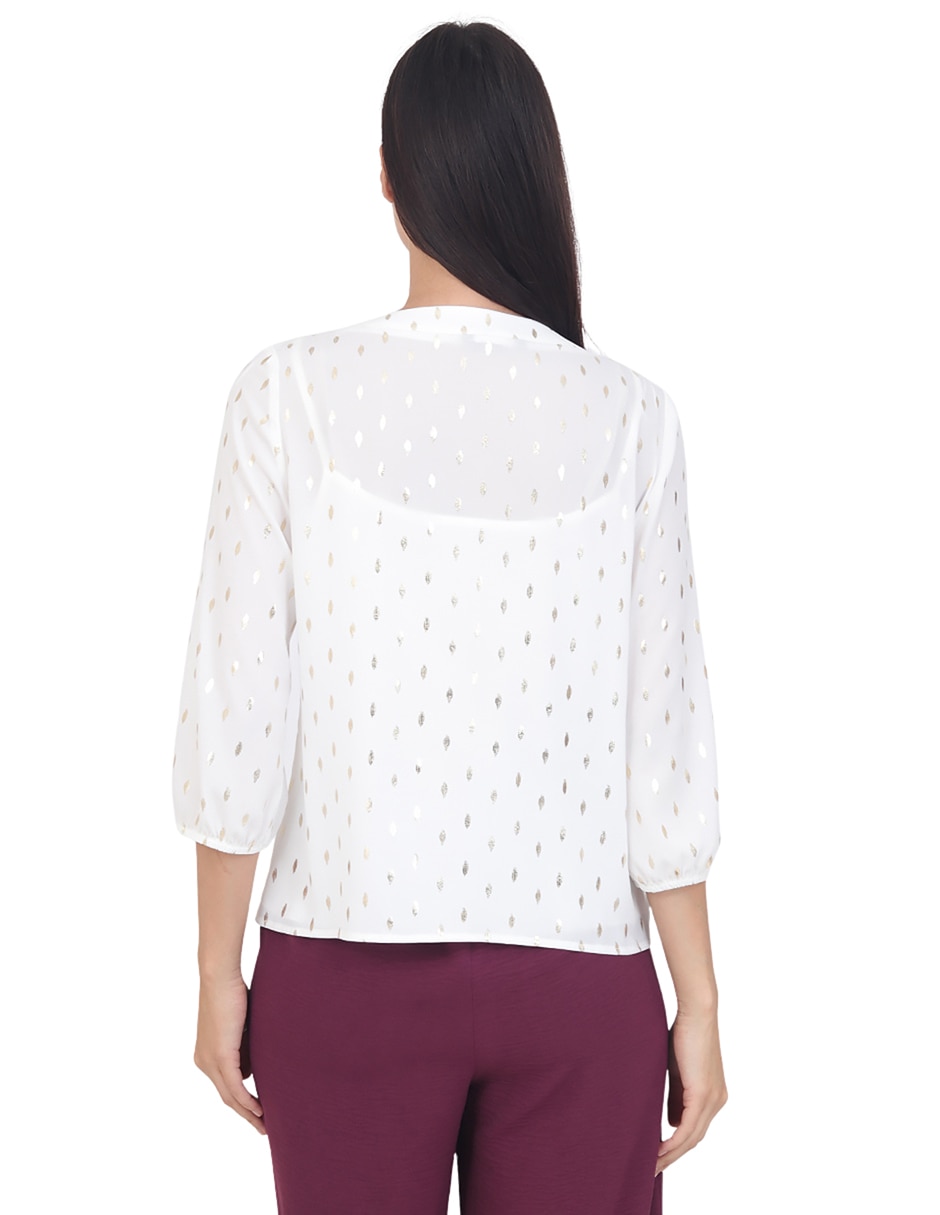 Blusa grupo niza manga 3/4 para mujer 6