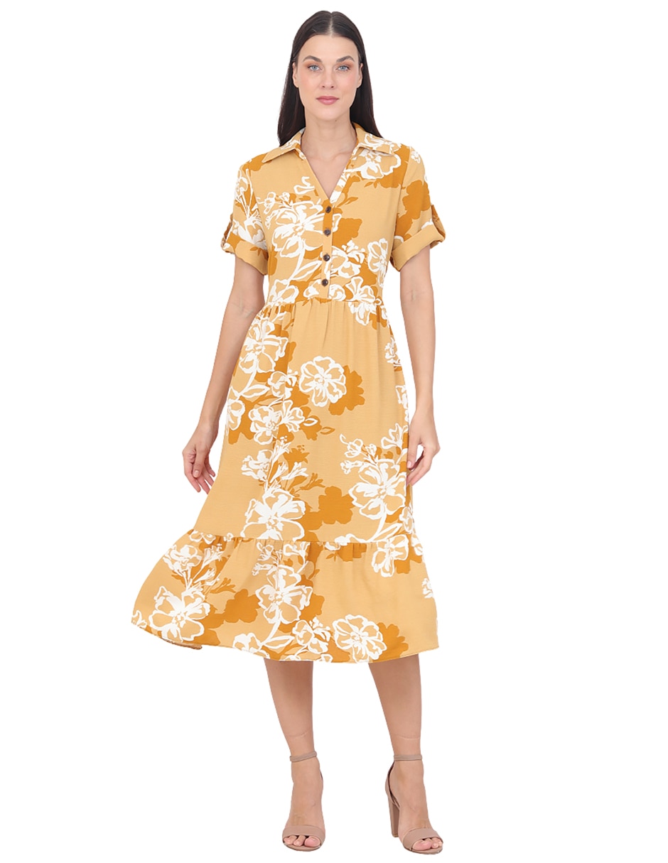 Vestido midi casual grupo damasco para mujer Vestido midi casual grupo damasco para mujer