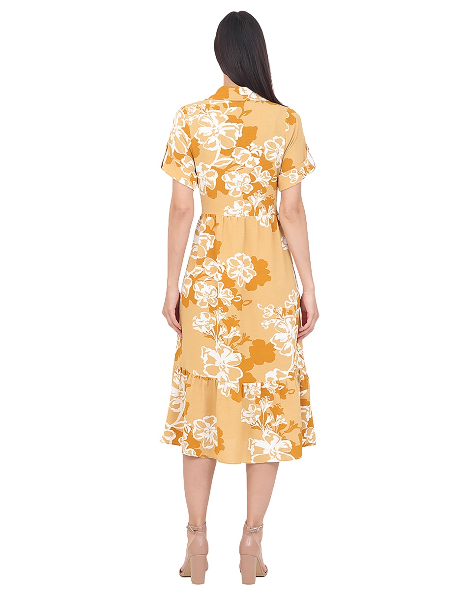 Vestido midi casual grupo damasco para mujer 4