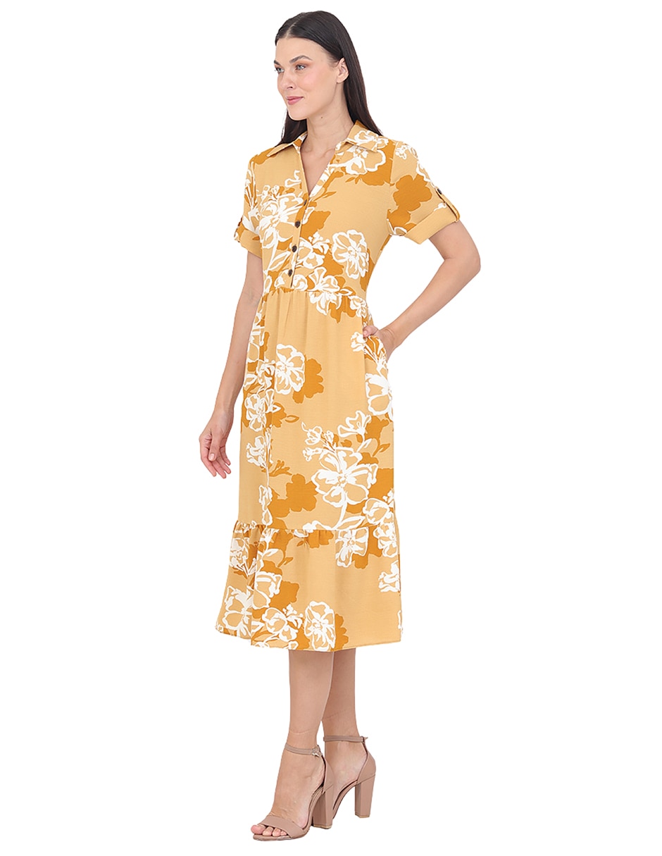 Vestido midi casual grupo damasco para mujer 5