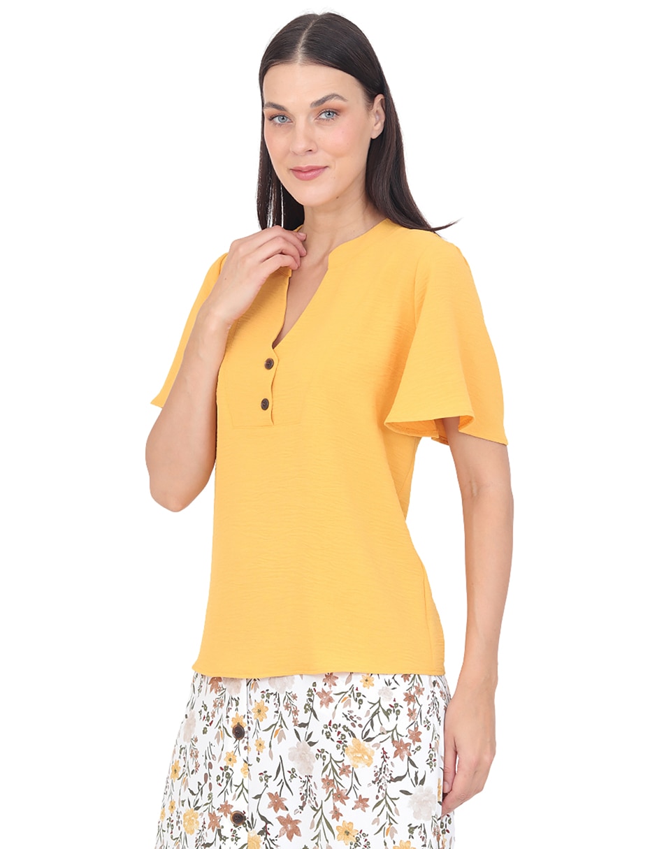 Blusa duplan grupo damasco manga corta para mujer