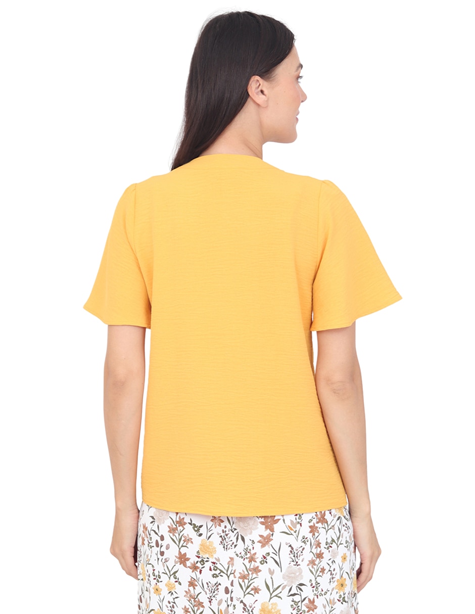 Blusa duplan grupo damasco manga corta para mujer