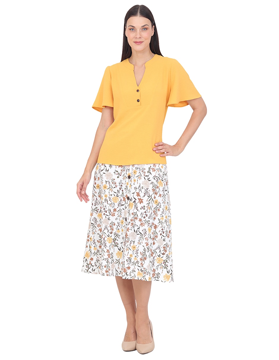 Blusa duplan grupo damasco manga corta para mujer