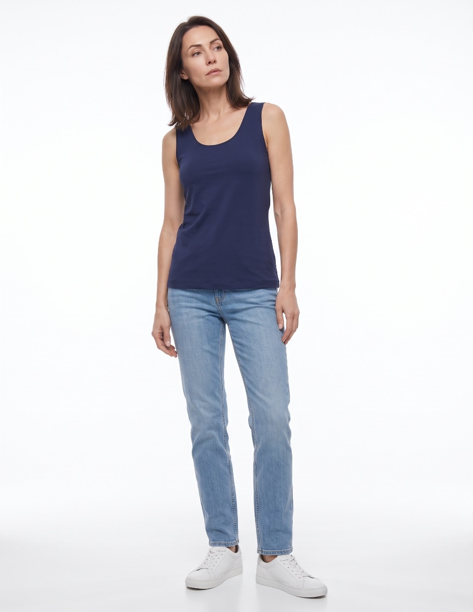 Top cuello redondo tirante ancho 4
