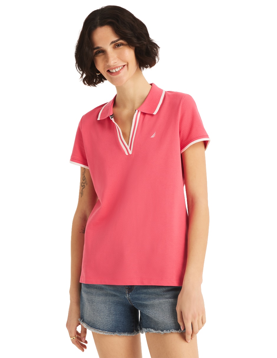 Playera manga corta cuello polo para mujer