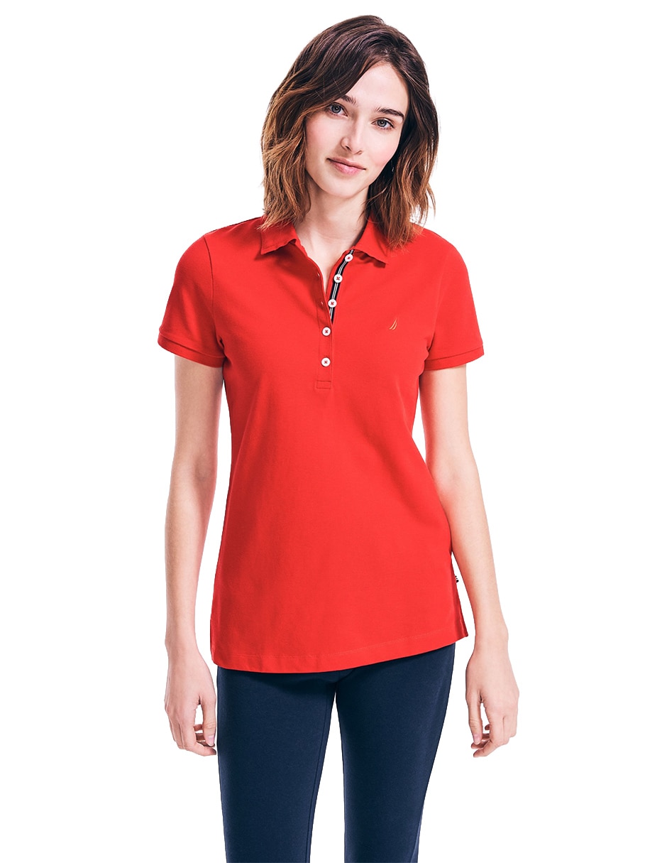 Playera manga corta cuello polo para mujer