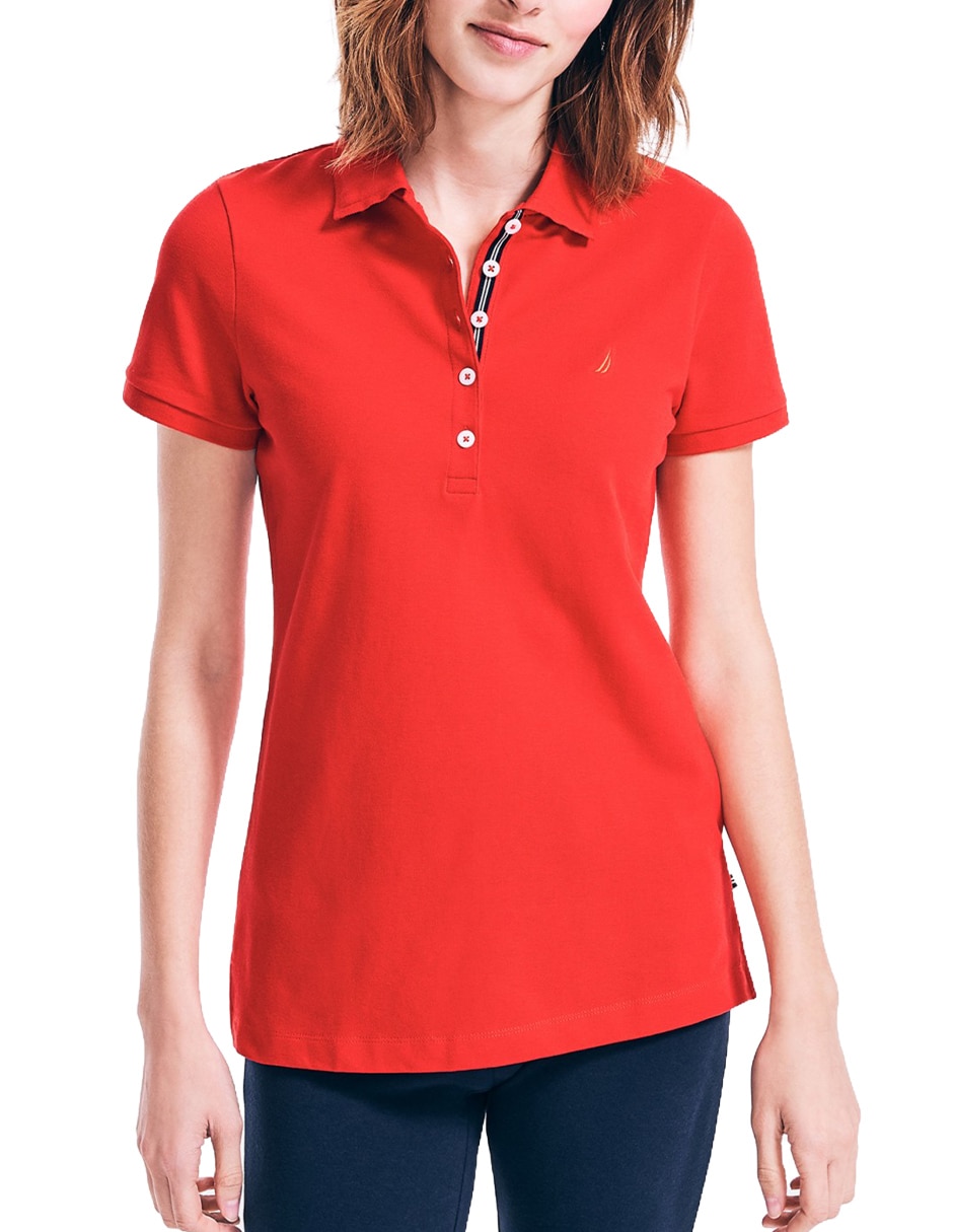 Playera manga corta cuello polo para mujer