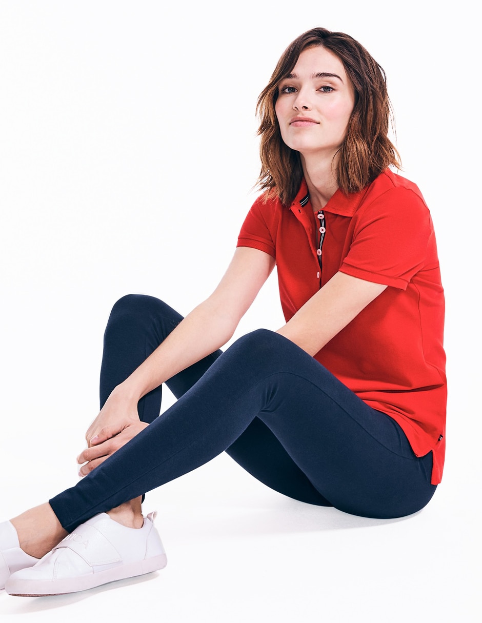 Playera manga corta cuello polo para mujer