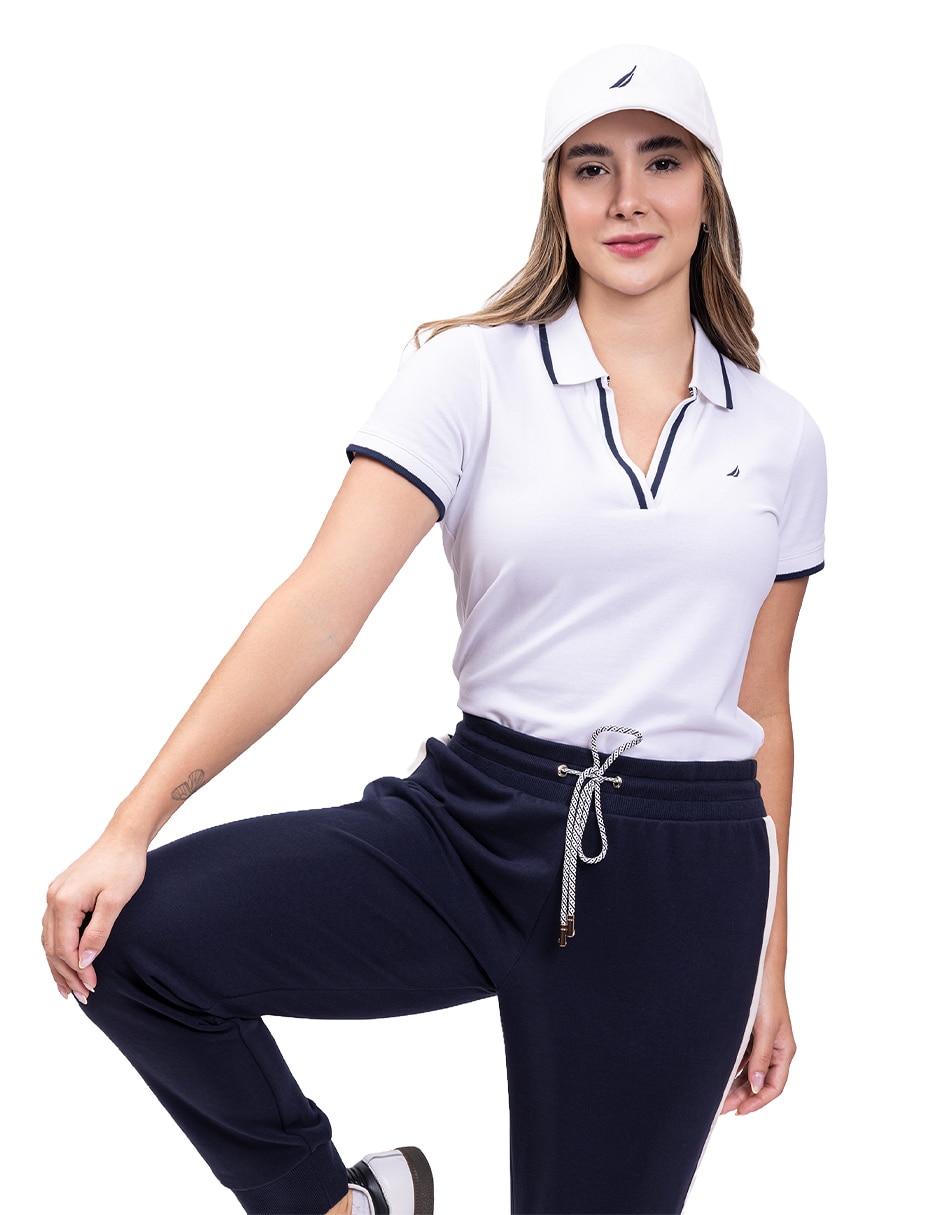 Playera manga corta cuello polo para mujer