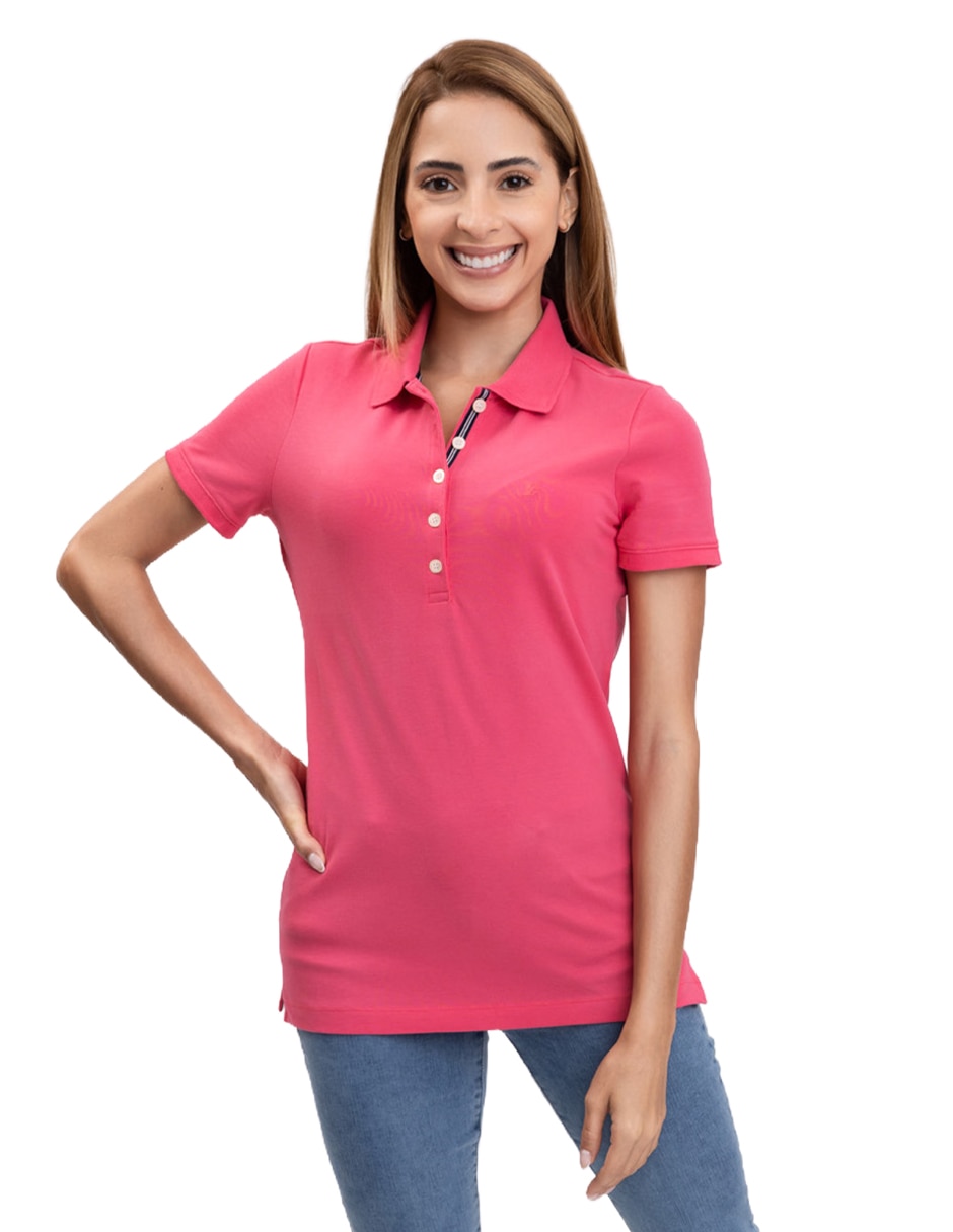 Playera manga corta cuello polo para mujer 1