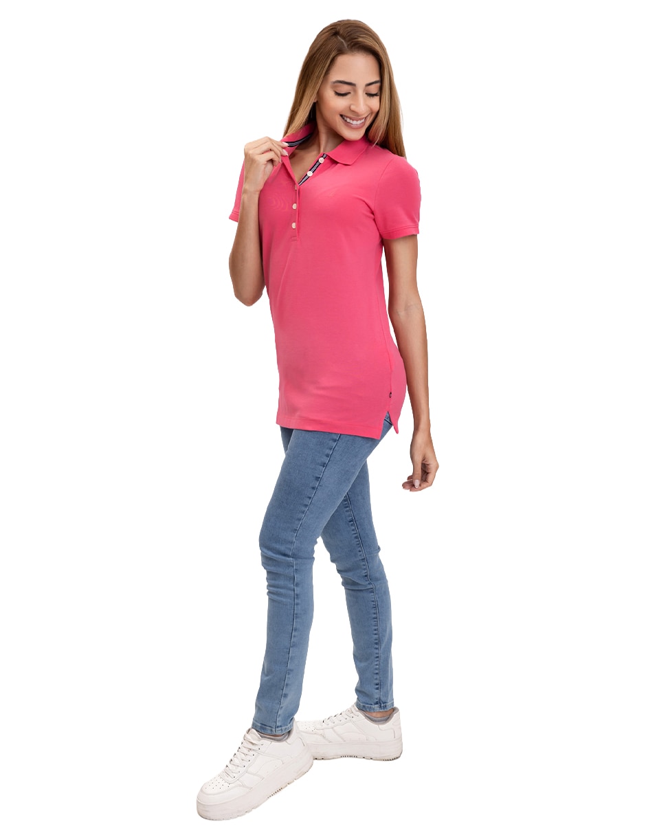 Playera manga corta cuello polo para mujer 4