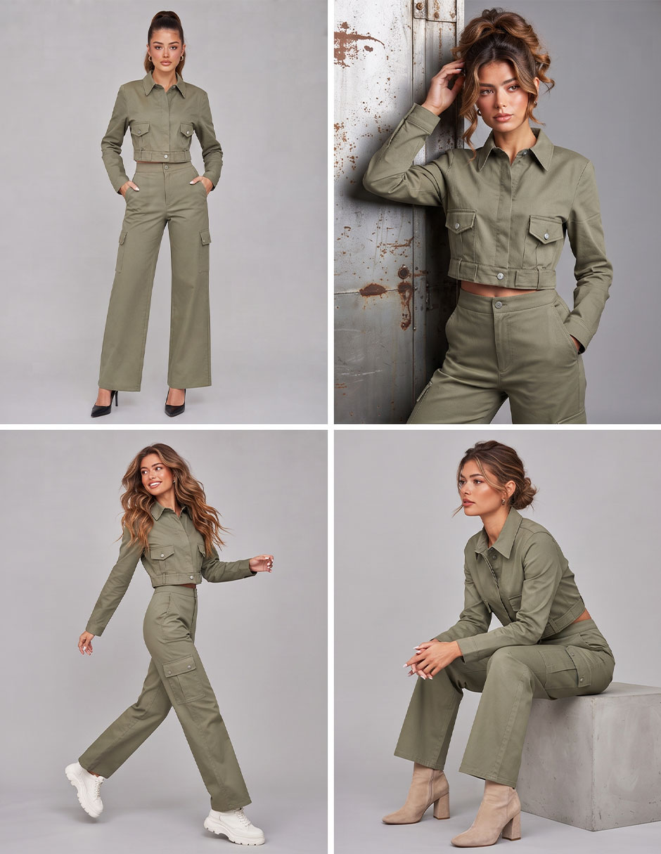 Conjunto casual cargo para mujer