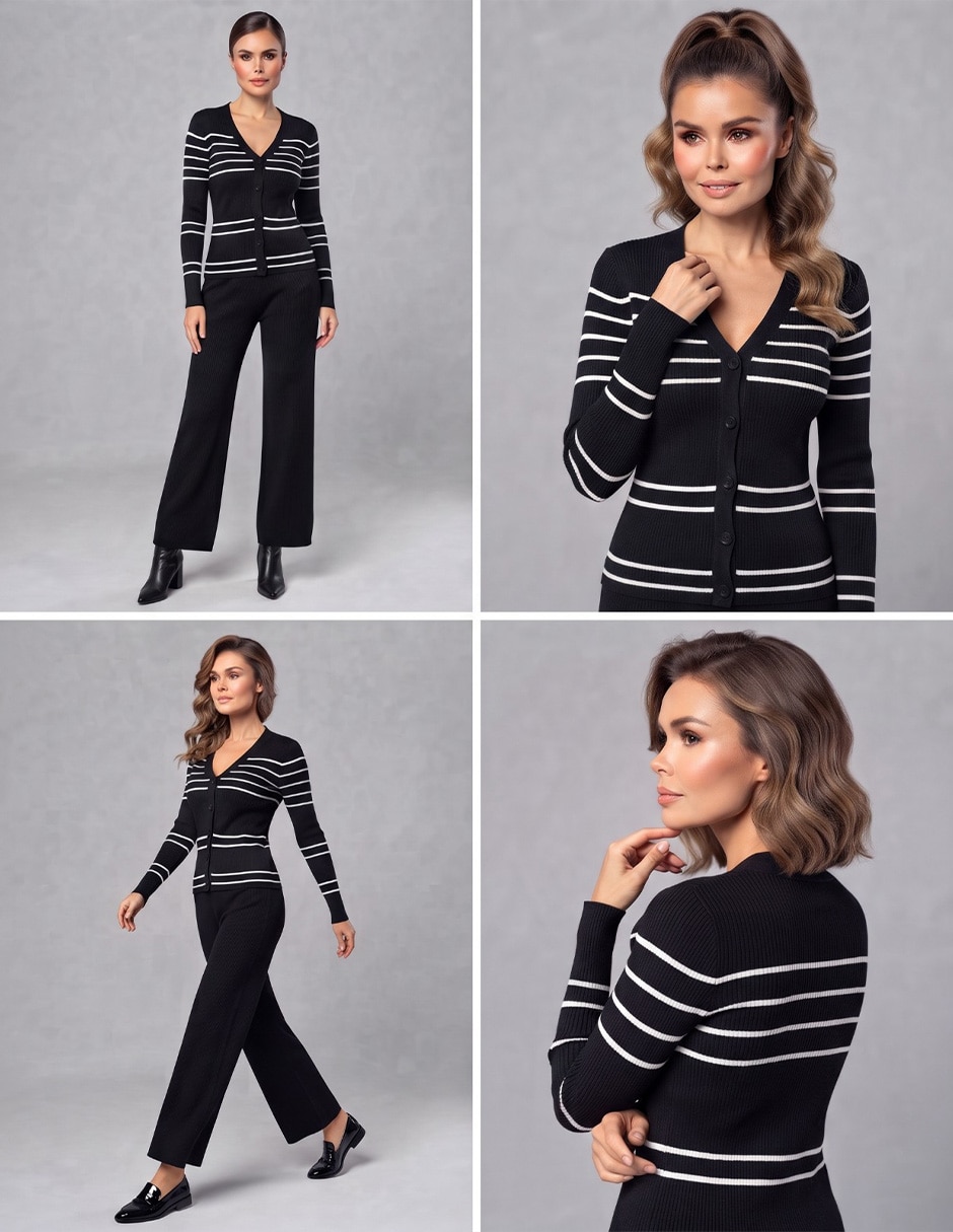 Conjunto business casual tejido de algodón para mujer 5