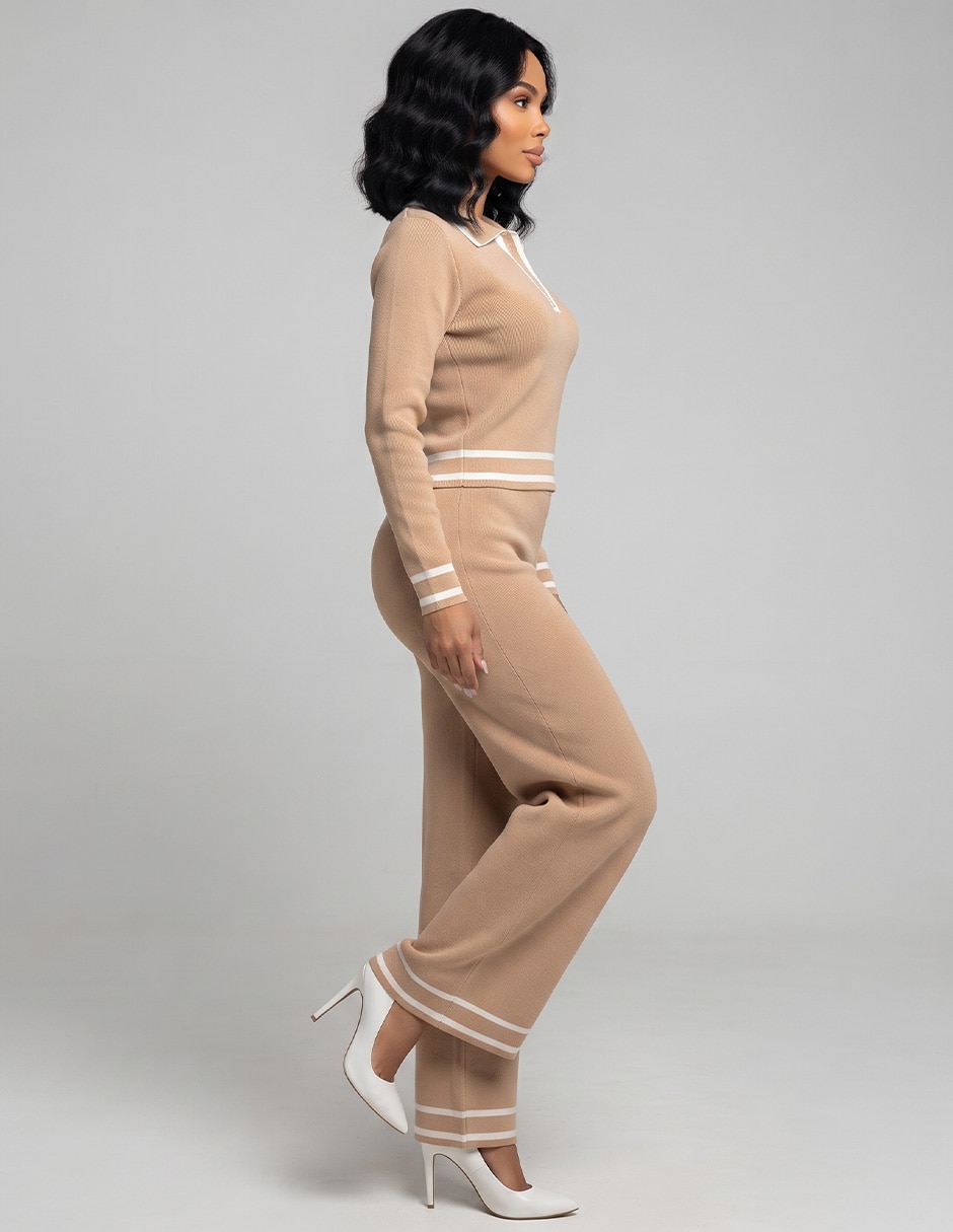 Conjunto casual tejido de algodón para mujer