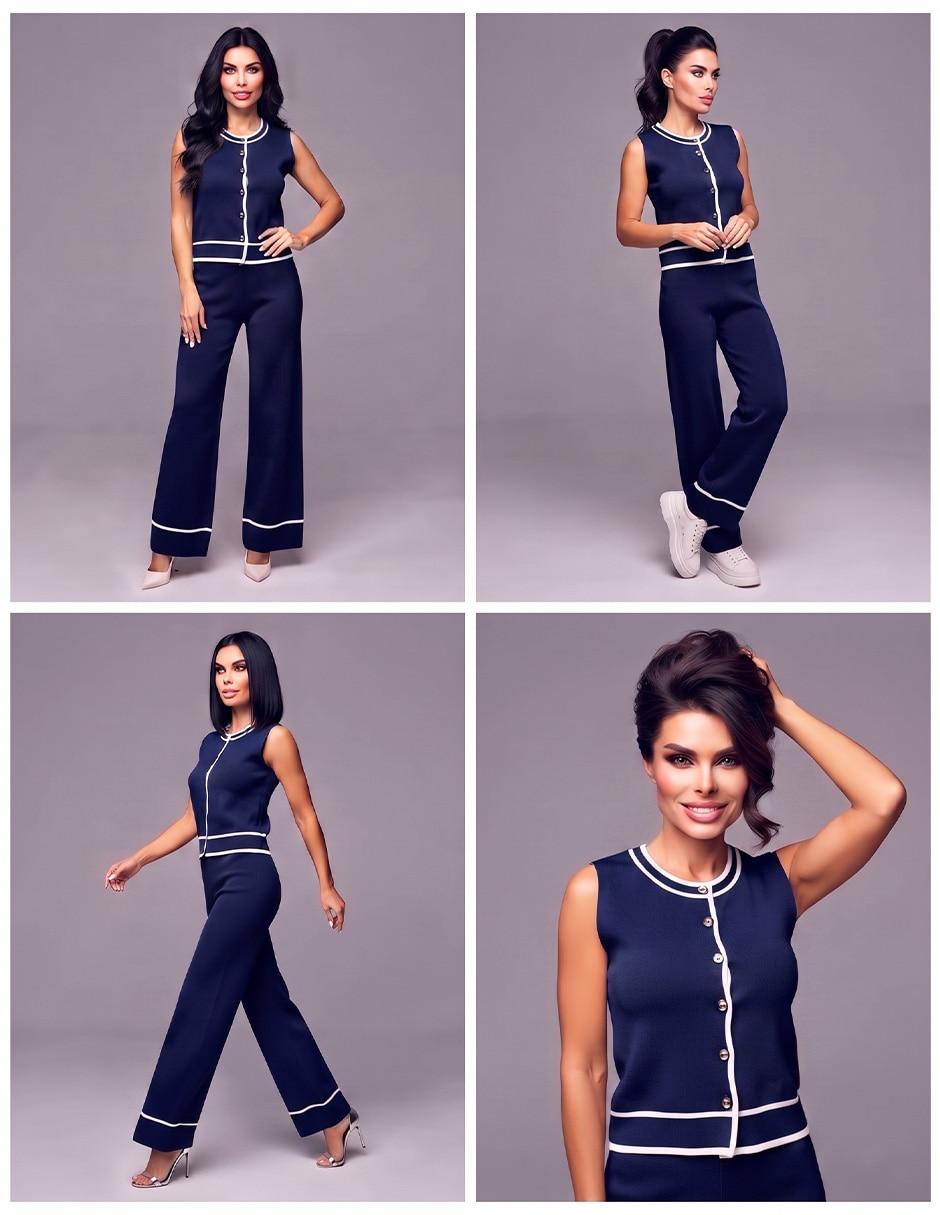 Conjunto business casual tejido de algodón para mujer 5