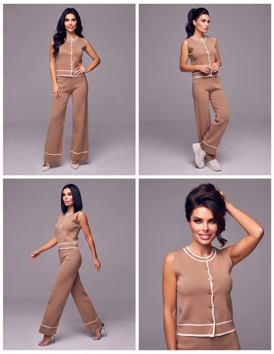 Conjunto business casual tejido de algodón para mujer