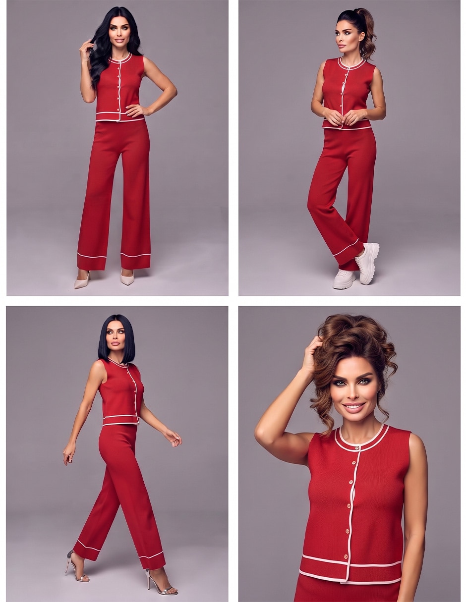 Conjunto business casual tejido de algodón para mujer 2