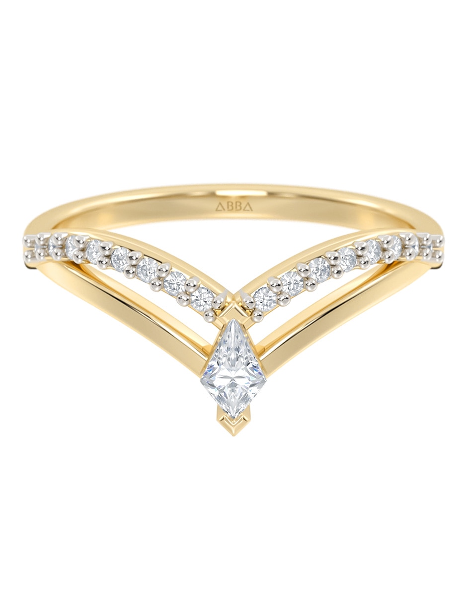 Anillo 14 k de oro zirconia brillante