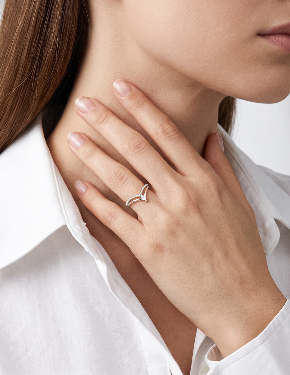 Anillo 14 k de oro zirconia brillante 5