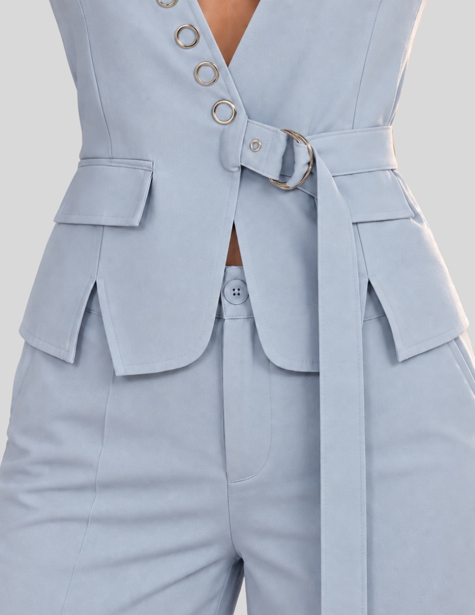 Conjunto Formal Conjunto 2 Piezas para Mujer Chaleco Elegante y Pantalón Palazzo Casual Chic de Poliéster para No aplica Mujer 6