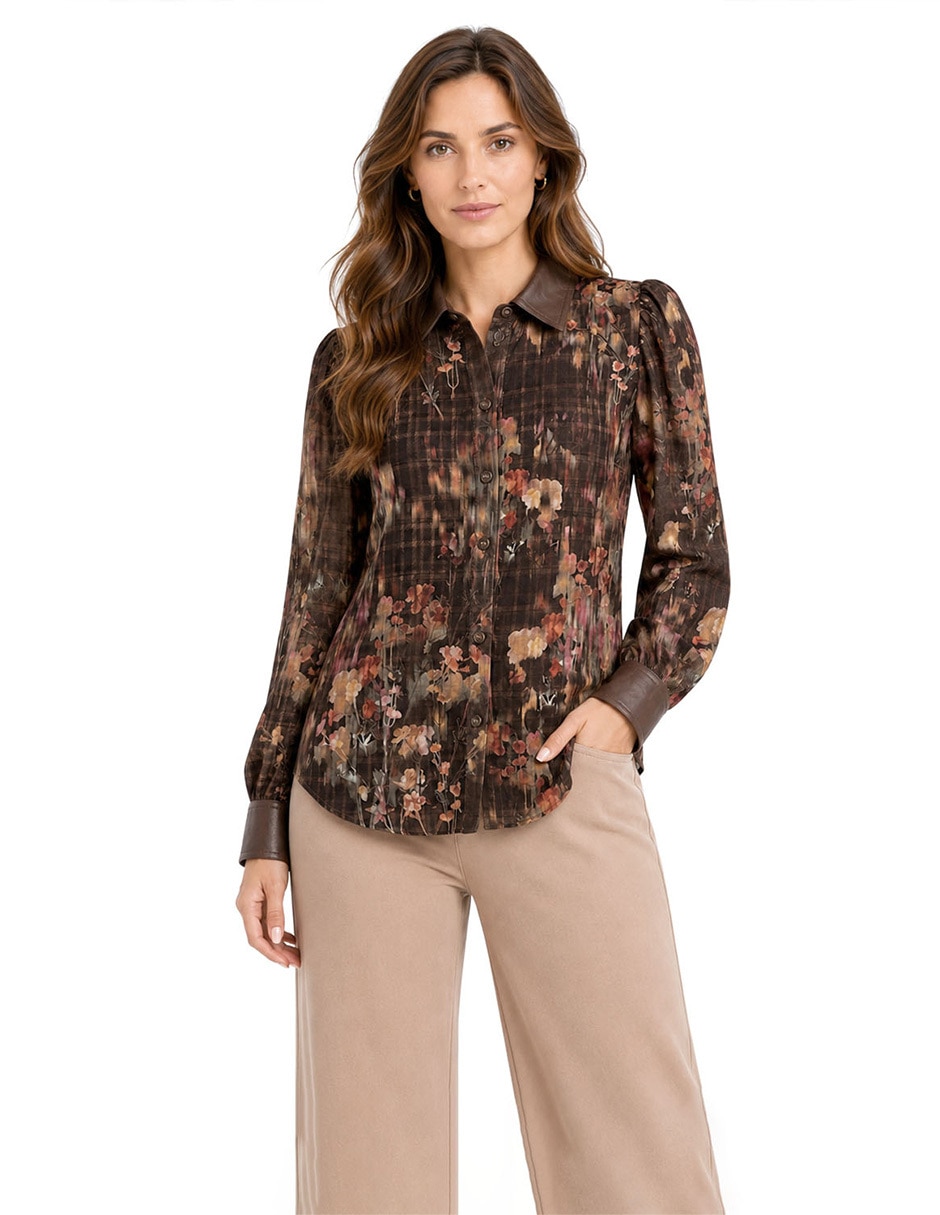Blusa camisera manga Larga para mujer