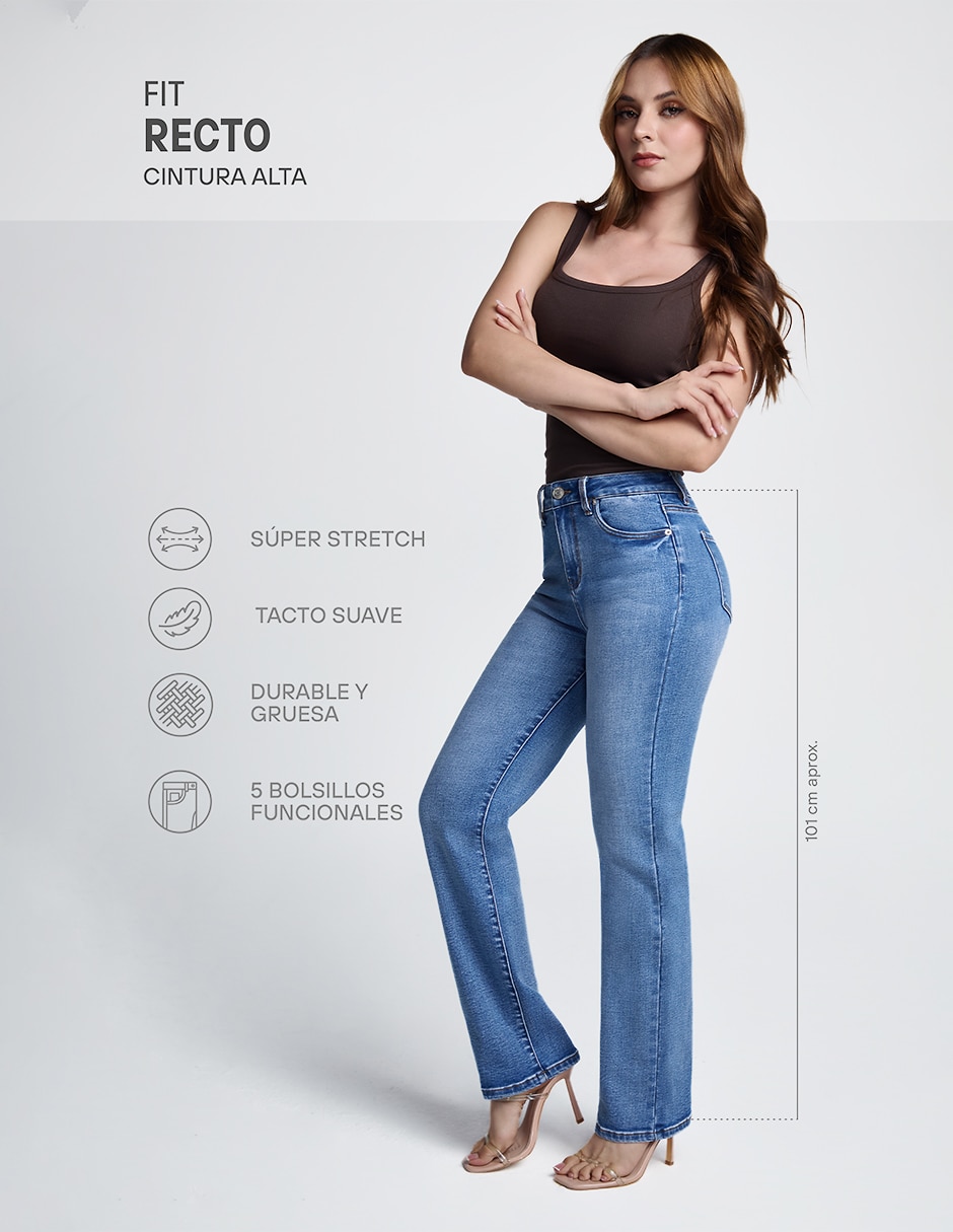Jeans regular straight para mujer 7