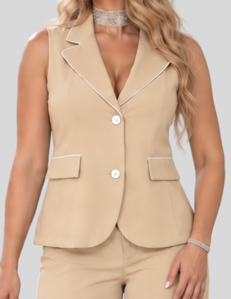 Conjunto Formal Conjunto 2 Piezas para Mujer Chaleco Elegante y Pantalón de Pierna Ancha Estilo Chic de Poliéster para No aplica Mujer 5