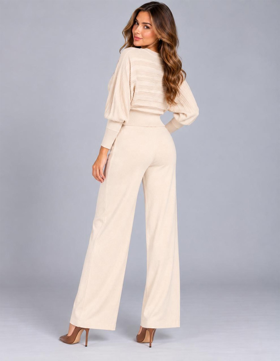 Conjunto casual tejido de algodón para mujer 2